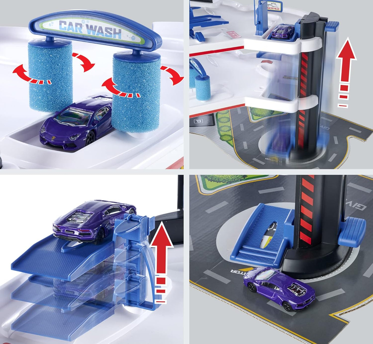 Majorette Urban Garage Playset With 3 Levels + 1 Vehicle Track Set