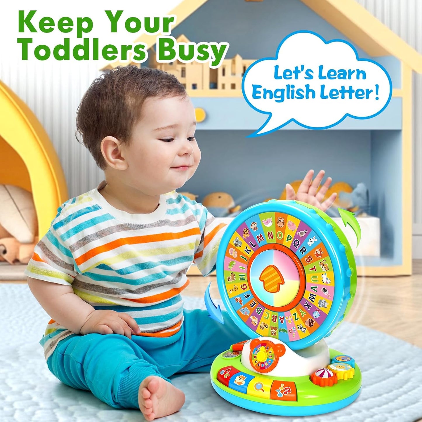 Musical Spin & Sing Alphabet Zoo Infant Toys– Interactive Learning Toy for Toddlers Ages 6–18 Months | Educational Gift for Baby Boys & Girls (1–3 Years)