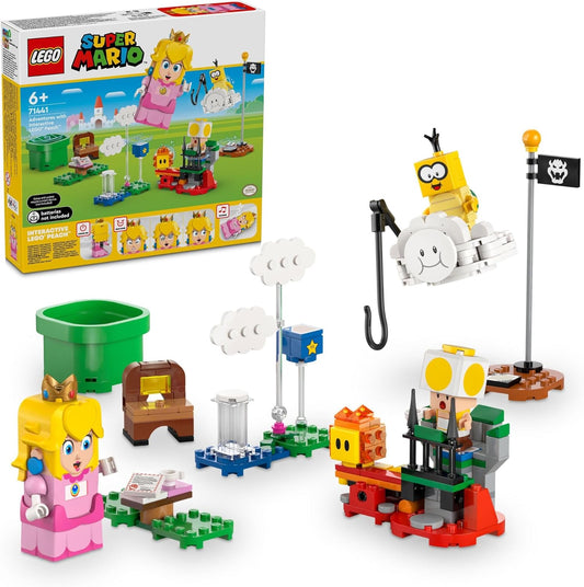 LEGO 71441 Super Mario Adventures with Peach set featuring interactive Peach figure, Yellow Toad, and fun Nintendo-themed play elements