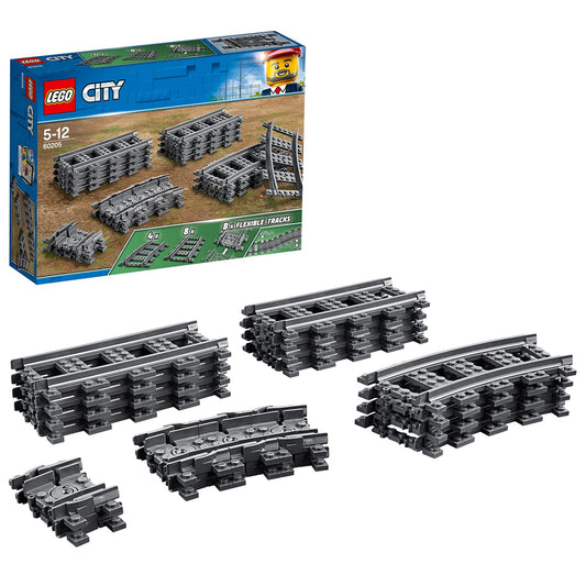 LEGO 60205 Flexible Train Tracks – 8 curved track pieces for custom railway layouts
