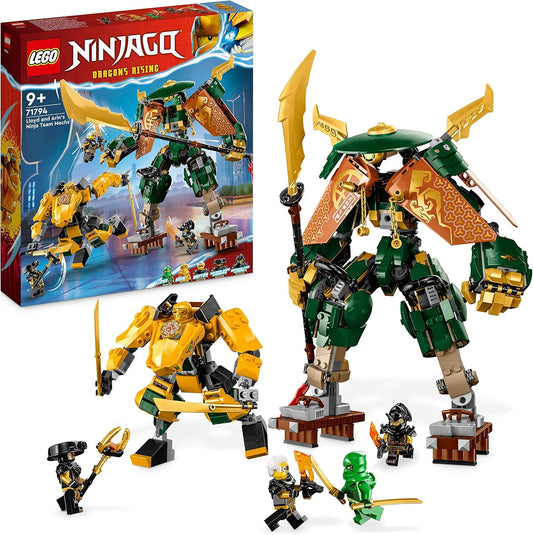 LEGO NINJAGO 71794 Lloyd and Arin’s Ninja Team Mechs with dual battle mechs and 5 detailed minifigures for action-packed play
