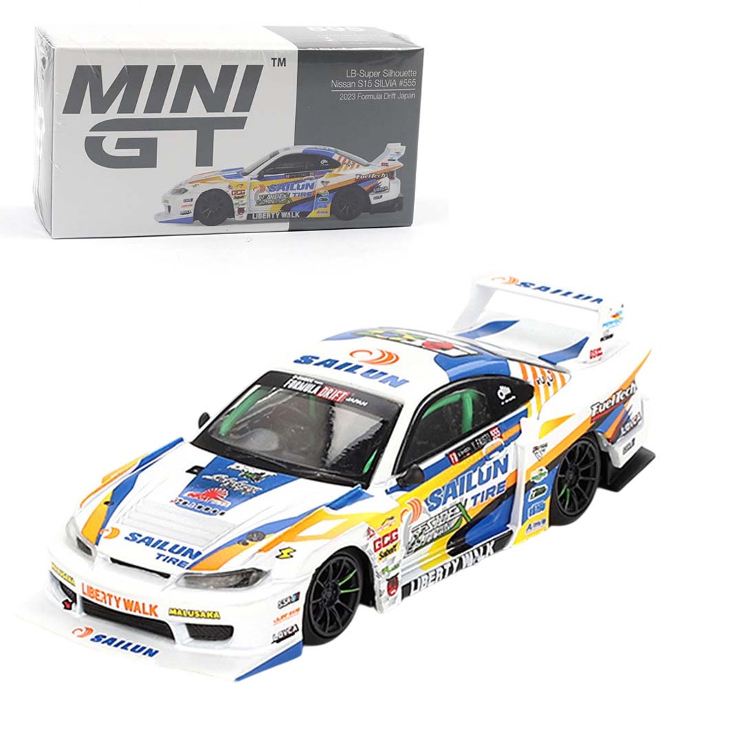 Mini GT 1:64 Nissan LB-Super Silhouette S15 Silvia #555 – 2023 Formula Drift Japan (RHD)