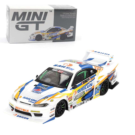Mini GT 1:64 Nissan LB-Super Silhouette S15 Silvia #555 – 2023 Formula Drift Japan (RHD)