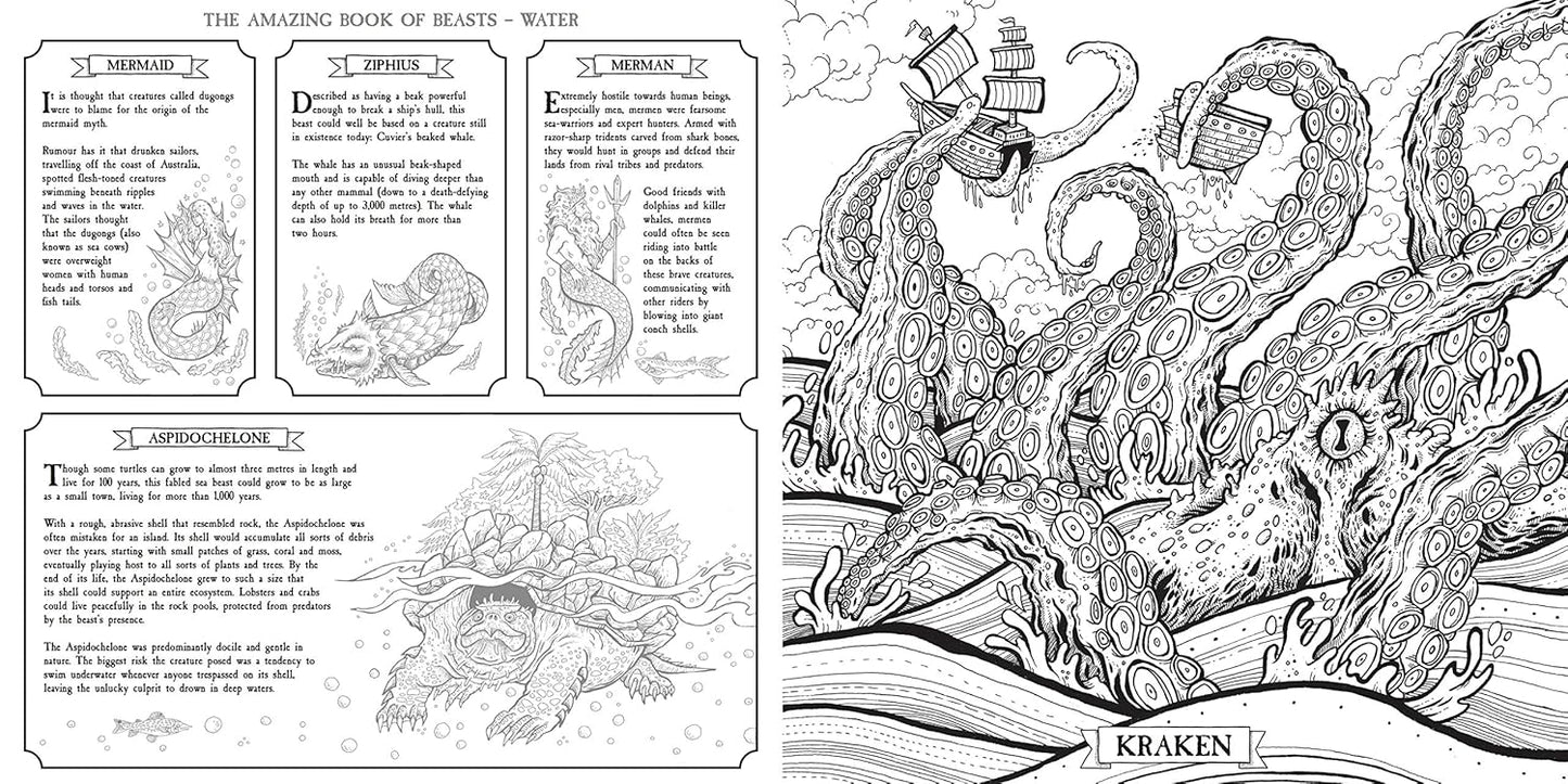 The Book of Beasts: Color and Discover – A Mythical Journey Illustrated by Angela Rizza | Written & Edited by Jonny Marx