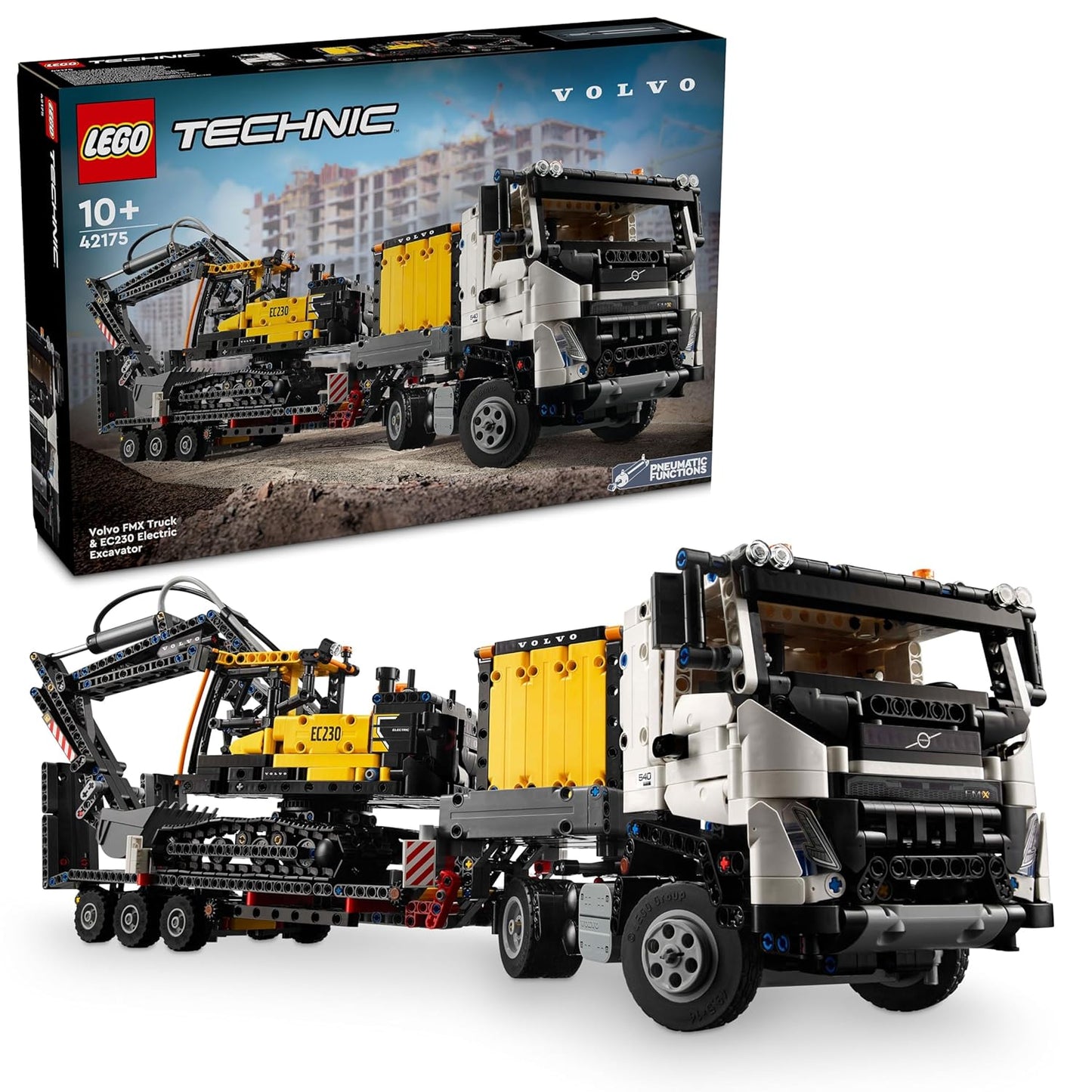 LEGO Technic Volvo FMX Truck and EC230 Excavator 42175 – Realistic construction vehicle building toy for kids 10+