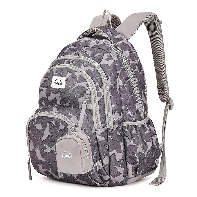 Genie Spring Backpack for Girls – 17” | Cute, Colorful, Lightweight & Water-Resistant with Happy Pouch