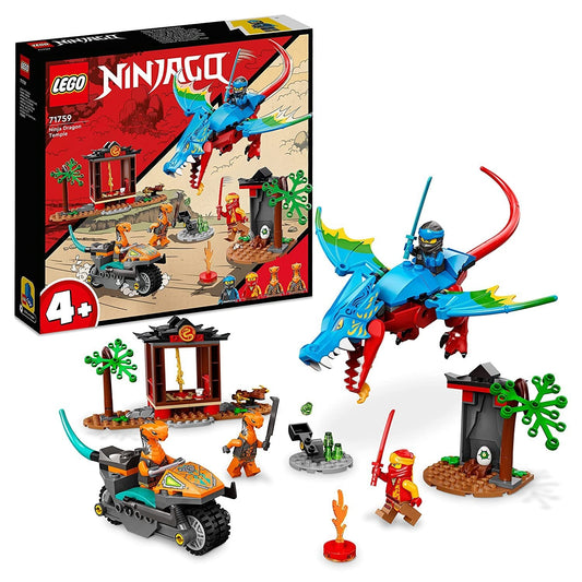 LEGO 71759 Ninja Dragon Temple playset with 161 pieces, including a dragon and minifigures