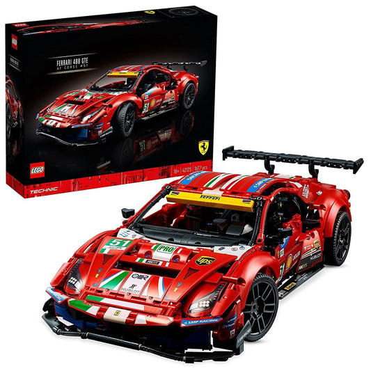 LEGO 42125 Ferrari 488 GTE “AF Corse #51” Technic model building set – realistic Ferrari race car replica
