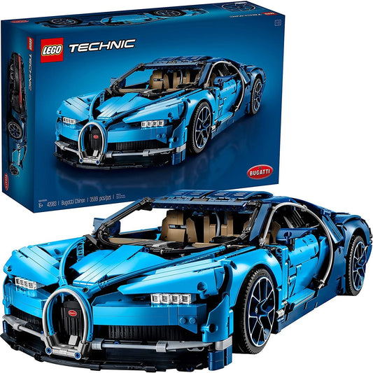 LEGO Technic 42083 Bugatti Chiron model with scale engine and 3,599 pieces