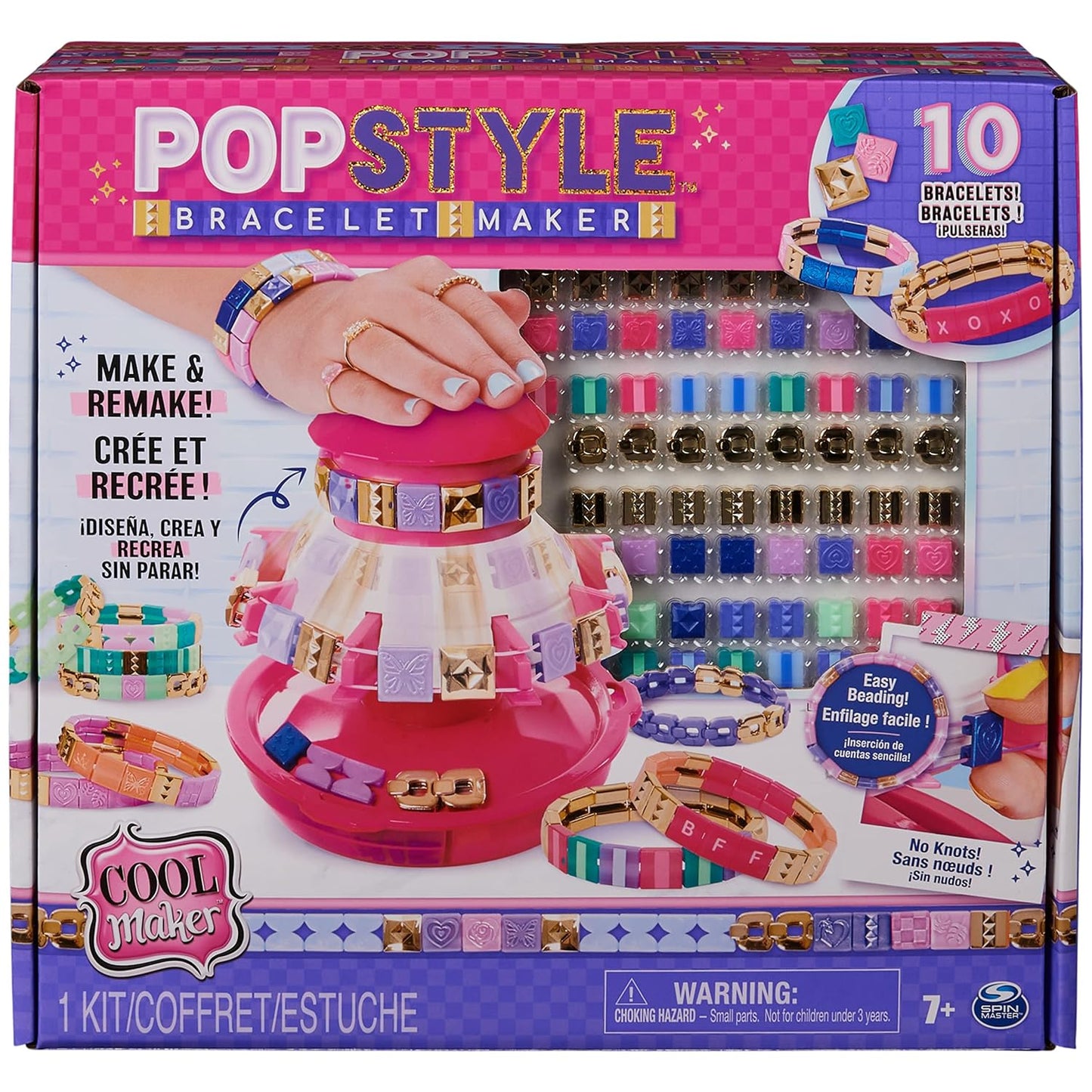 Cool Maker - POPSTYLE Bracelet Maker - Friendship Bracelet Making Kit - 1 Machine with Storage, 170 Beads and 22 Reusable Elastic Bands