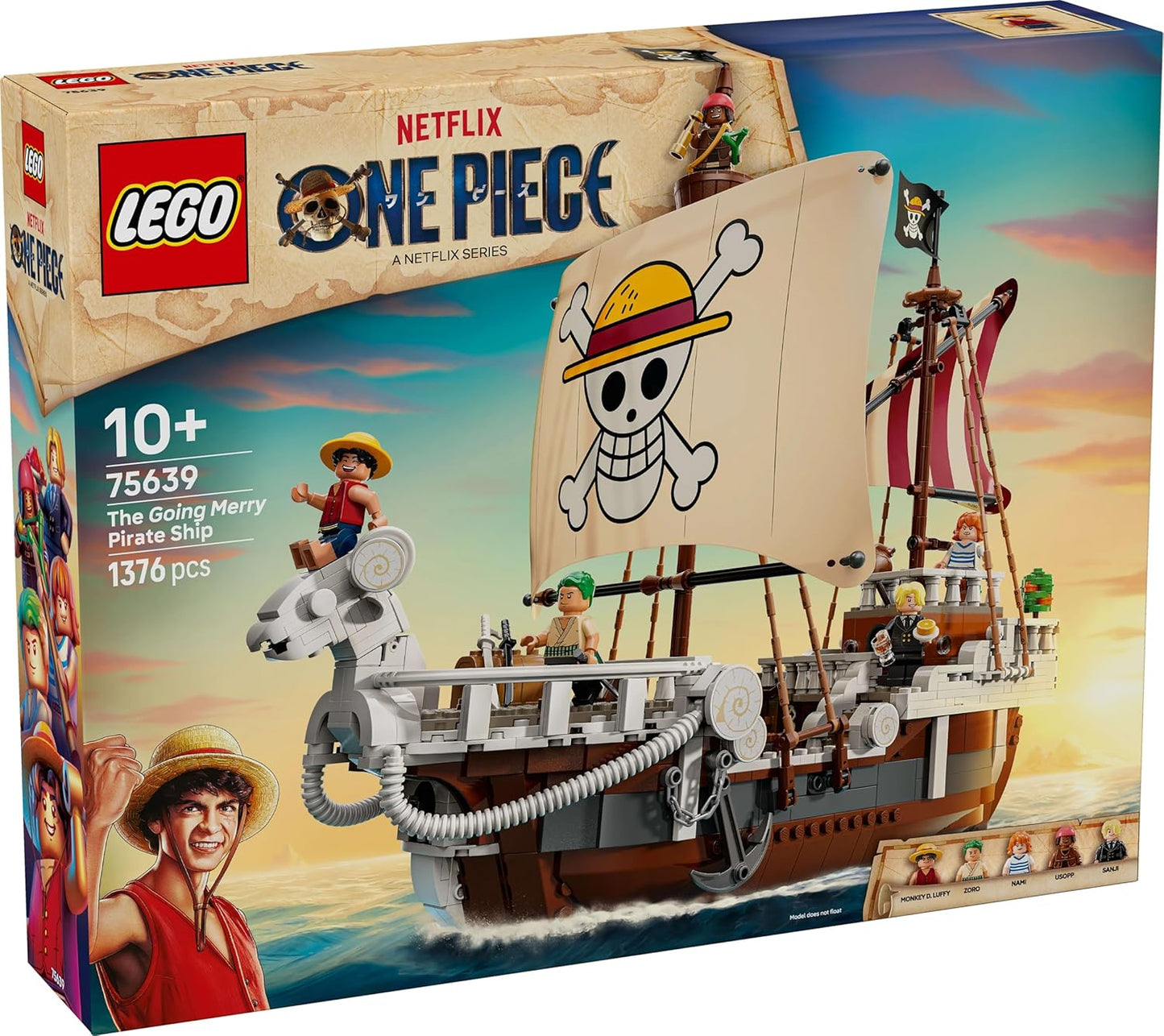 LEGO One Piece The Going Merry Pirate Ship 75639 – Building Toy Set for Kids 10+ 1376 piece Netflix series set