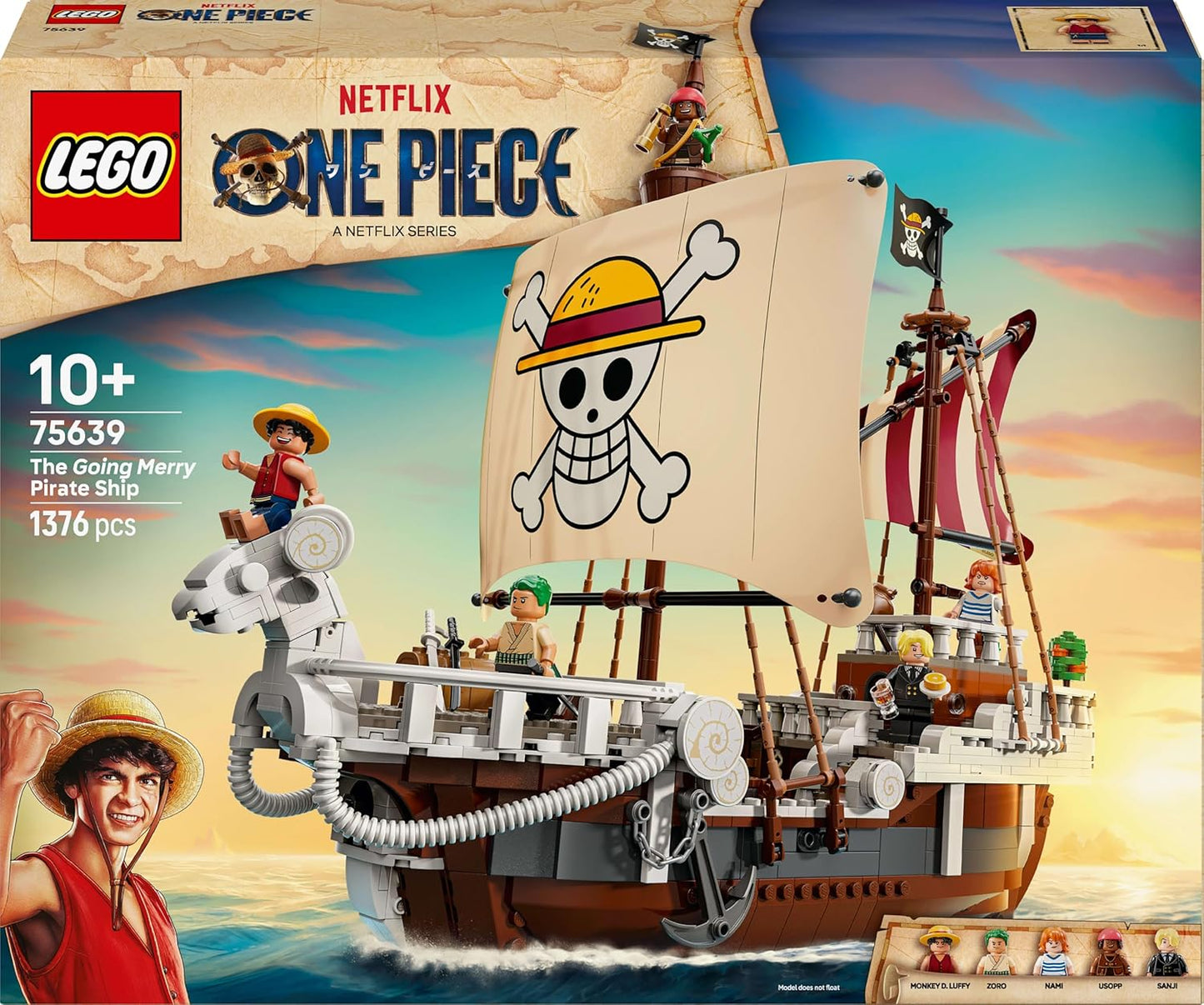 LEGO One Piece The Going Merry Pirate Ship 75639 – Building Toy Set for Kids 10+ 1376 piece Netflix series set