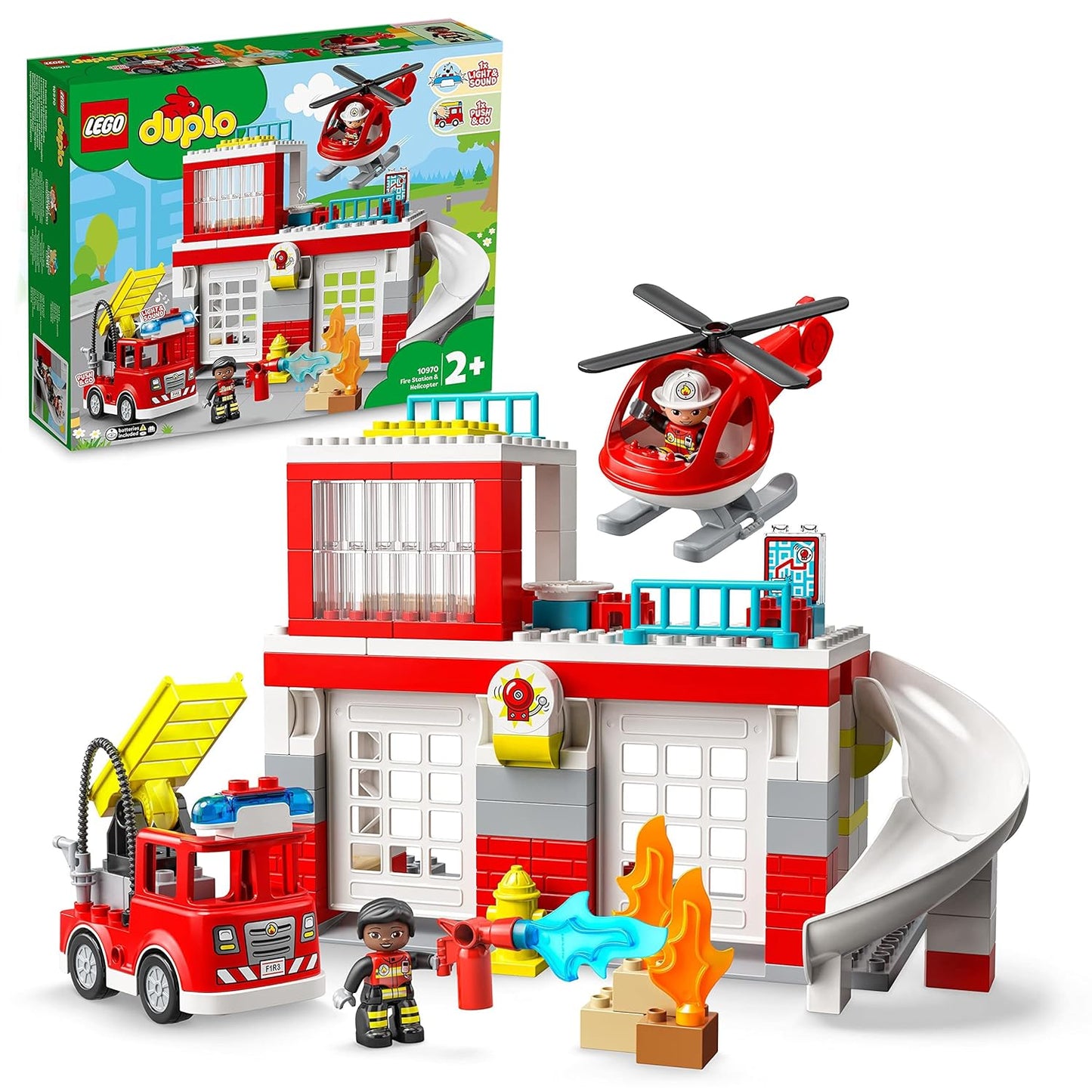 LEGO 10970 Duplo Rescue Fire Station & Helicopter Building Set (117 Pieces)