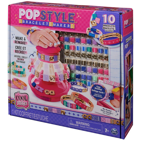 Cool Maker - POPSTYLE Bracelet Maker - Friendship Bracelet Making Kit - 1 Machine with Storage, 170 Beads and 22 Reusable Elastic Bands