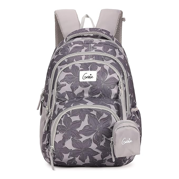 Genie Spring Backpack for Girls – 17” | Cute, Colorful, Lightweight & Water-Resistant with Happy Pouch