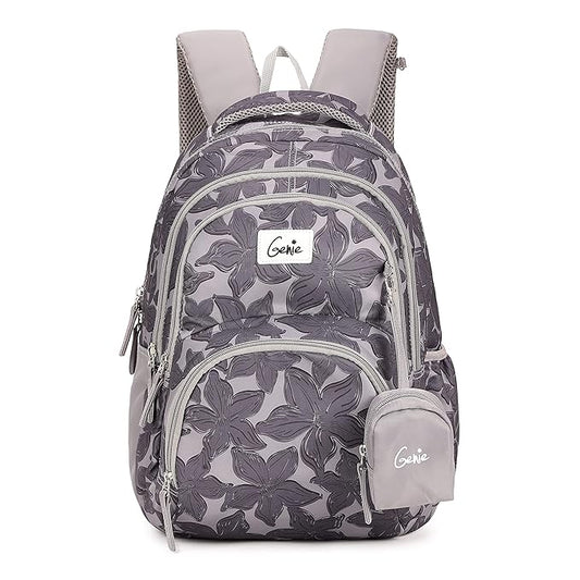 Genie Spring Backpack for Girls – 17” | Cute, Colorful, Lightweight & Water-Resistant with Happy Pouch