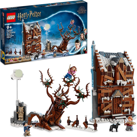LEGO 76407 Harry Potter Shrieking Shack and Whomping Willow set featuring detailed builds and characters from Prisoner of Azkaban