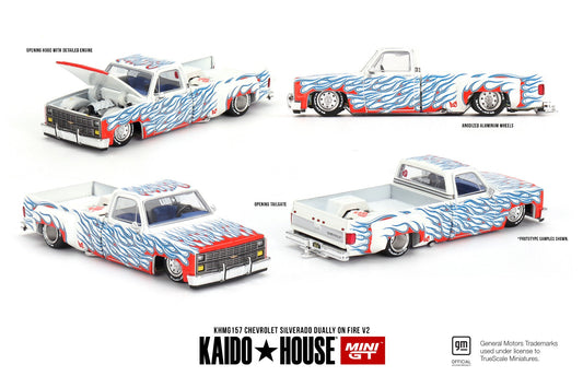Mini GT x Kaido House #157 Chevrolet Silverado Dually on Fire V2