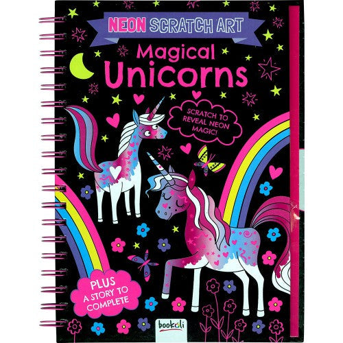 Neon Scratch Art Magical Unicorns by Bookoli