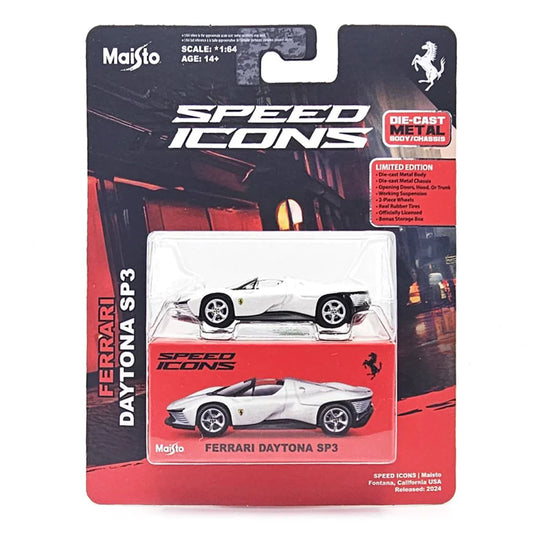 White Speed Icon: Ferrari Daytona 1:64 Scale Die-Cast Car By Maisto