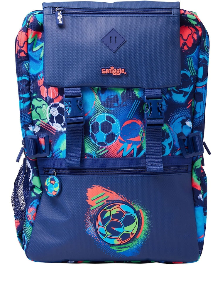 Smiggle Football 18-inch colorful and stylish school backpack for kids
