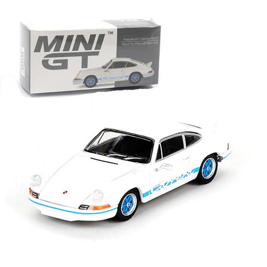 MINI GT 715: Porsche 911 Carrera RS 2.7 Grand Prix White with Blue Livery