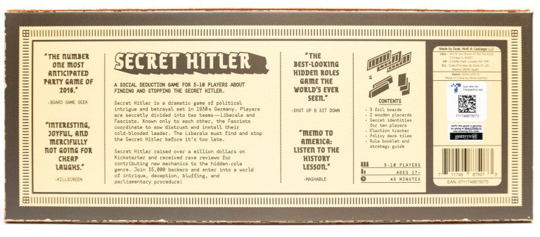 Secret Hitler Board Game