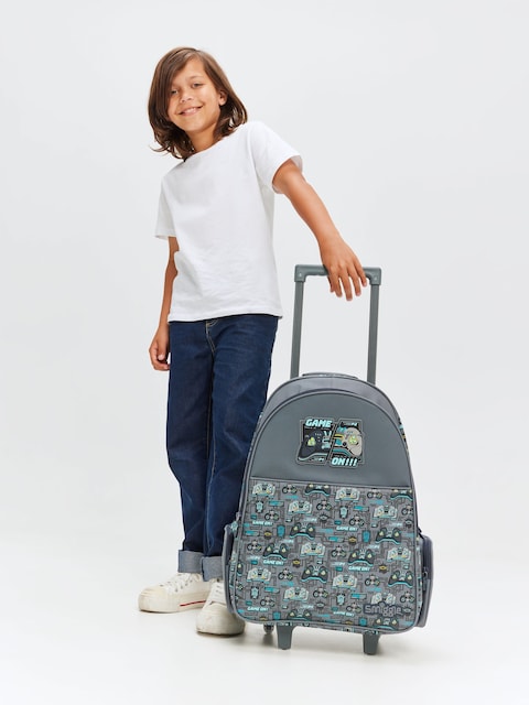 Smiggle School Bag : Game On Colorful & Stylish 18 Inch Trolley Backpack for Kids