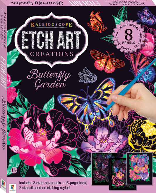 Kaleidoscope Etch Art Mini Kit: Butterfly Garden – Scratch, Reveal, and Let Nature Bloom! (By Hinkler)