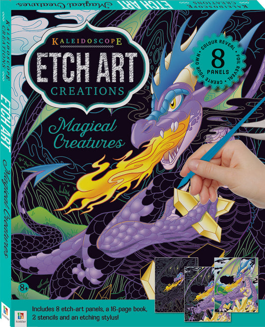 Kaleidoscope Etch Art Mini Kit: Magical Creatures – Scratch, Reveal, and Create! (By Hinkler)