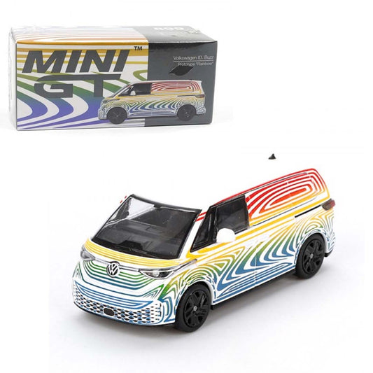 Mini GT 1/64 Volkswagen ID. Buzz Prototype Rainbow RHD Diecast Scale Model Car