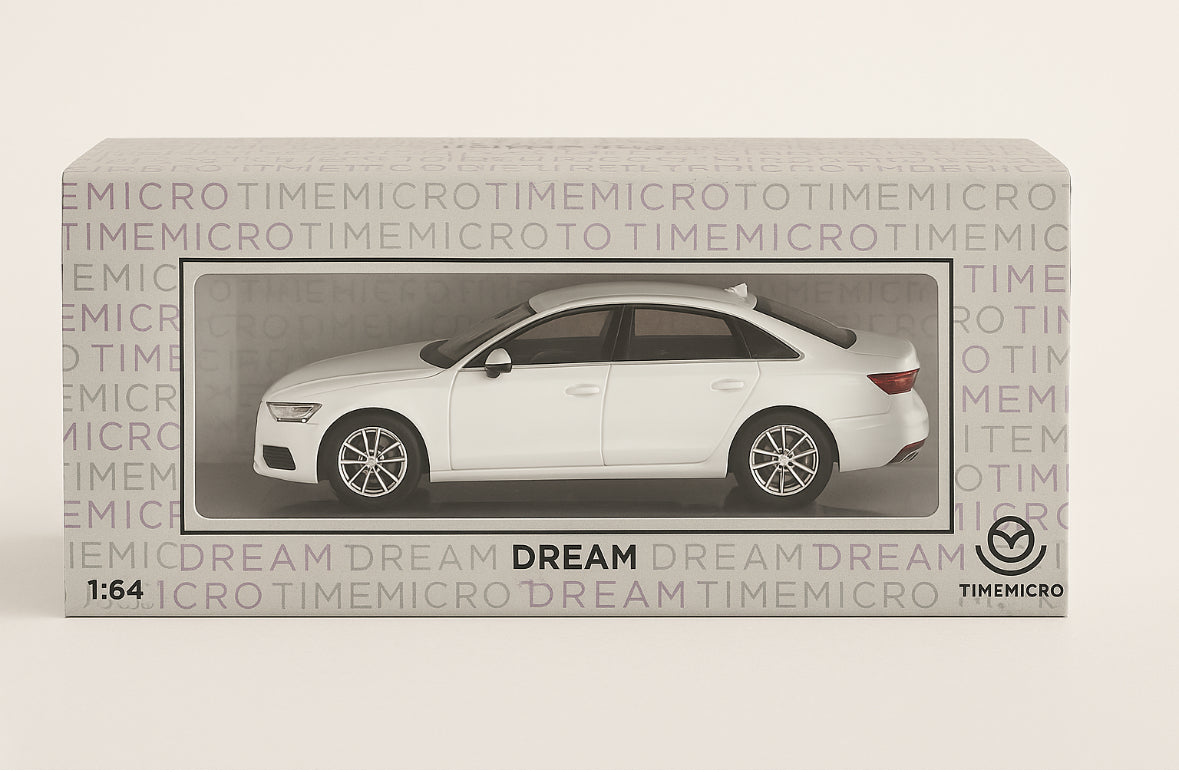 Time Micro “Dream” Series White Sedan Die-Cast Model (1:64 Scale) – Premium Collector EditionTM642503