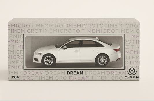 Time Micro “Dream” Series White Sedan Die-Cast Model (1:64 Scale) – Premium Collector EditionTM642503