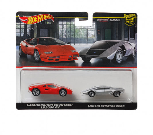Hot Wheels Premium Car Culture – Lamborghini Countach LP5000 QV & Lancia Stratos Zero | 2-Car Set