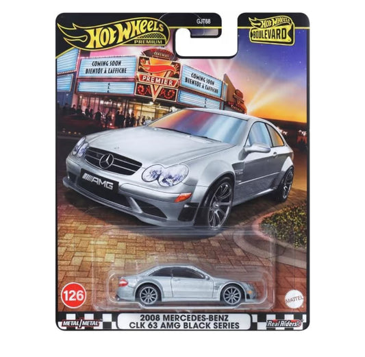 Hot Wheels Boulevard™ Mercedes Benz CLK 63 AMG Black Series Premium 1:64 Scale Sports Car, Full Metal Body Construction & Real Riders™ Tires, Toy for Collectors & Car Enthusiasts