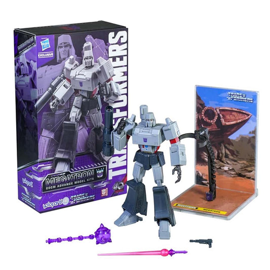 Transformers Generation 1 Megatron Model Kit, a 20cm highly detailed action figure with die-cast armor, multiple weapons, and interchangeable faceplates, designed for collectors aged 15 and up.