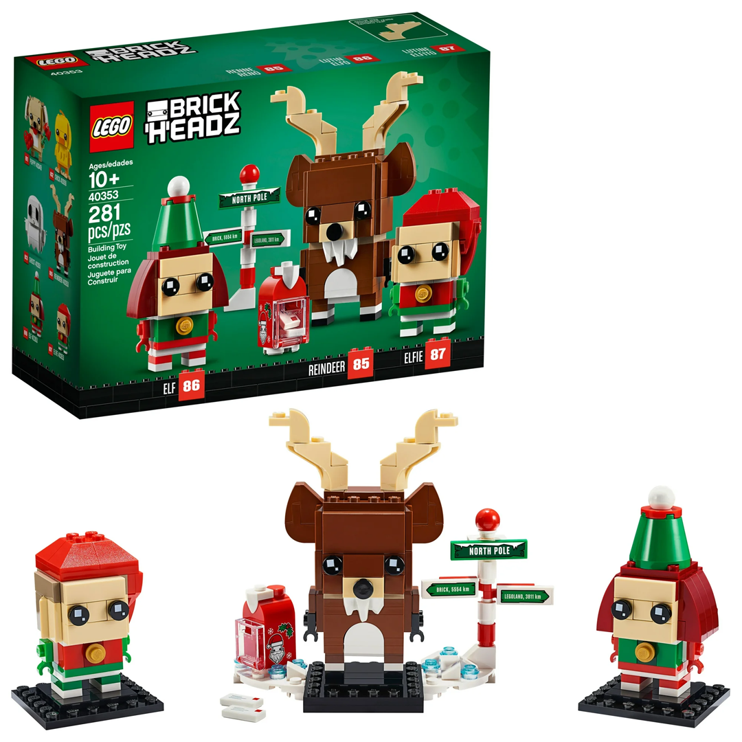 LEGO 40353 BrickHeadz Reindeer, Elf & Elfillo – 281 Pieces Christmas Building Set