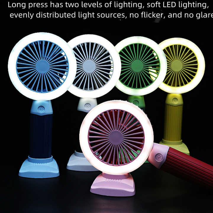 Fashion Lighting Fan Desktop Fan Mini Handheld Small Fan for Home, School USB Rechargeable & Portable Fan (Pink)