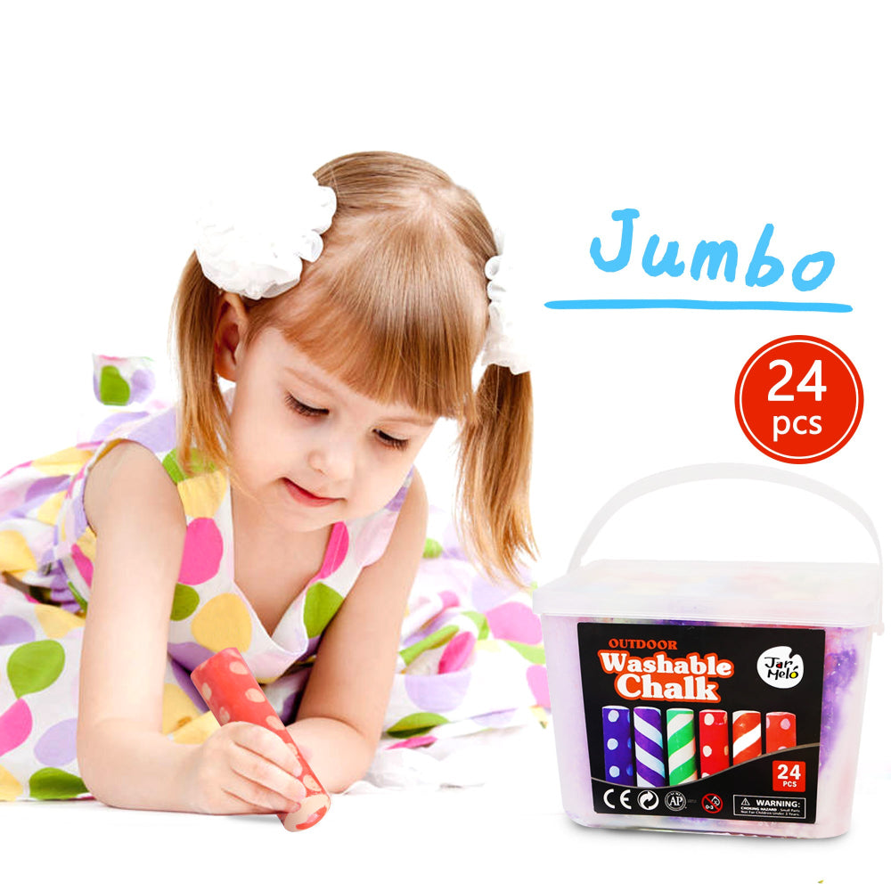 Jar Melo Jumbo Sidewalk Chalk - 24 Colors Kit with 2 Holder-Arts & Crafts-Jarmelo-Toycra