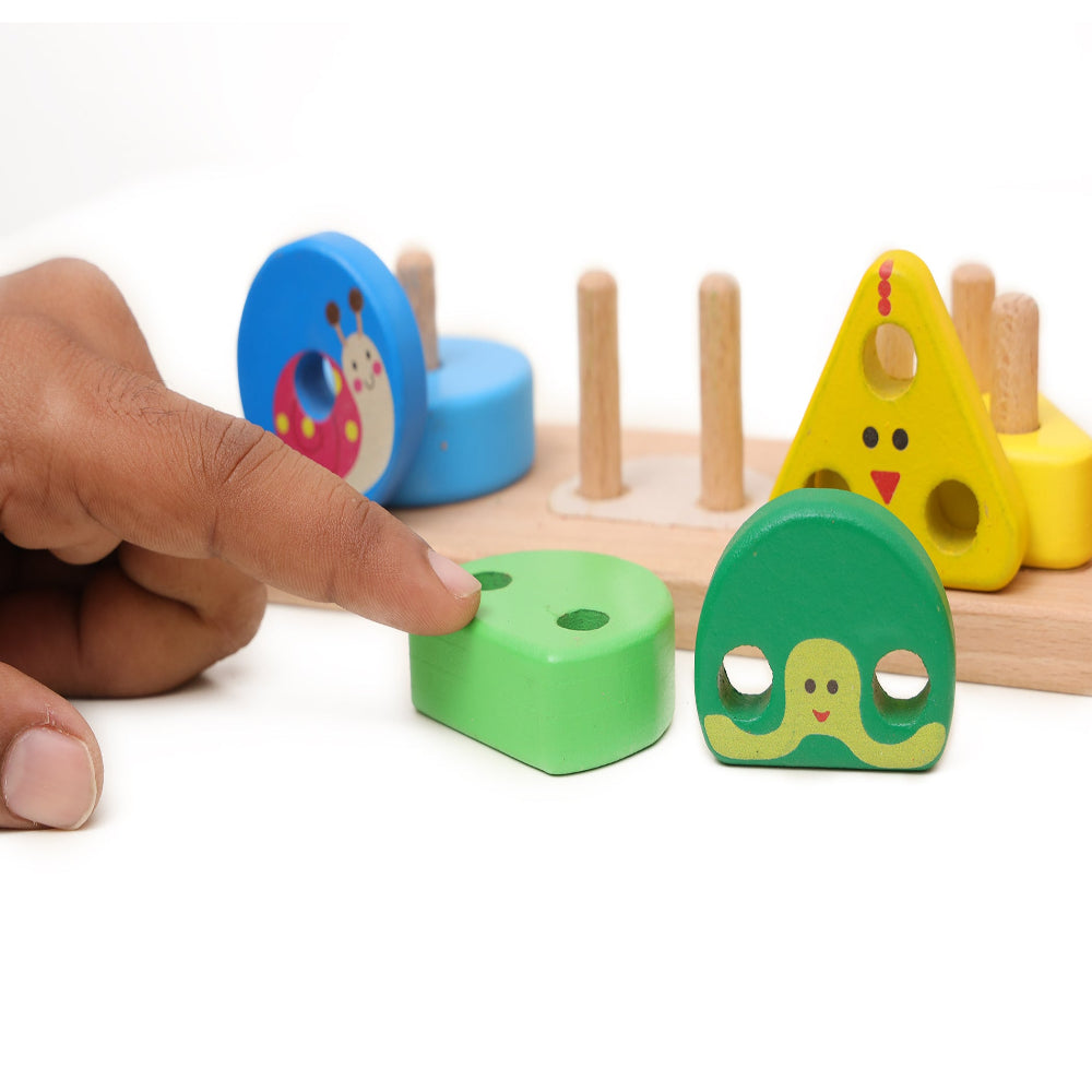 Open Ended Montessori Multi Peg Shape Stacker-Motor Skills-Open Ended-Toycra