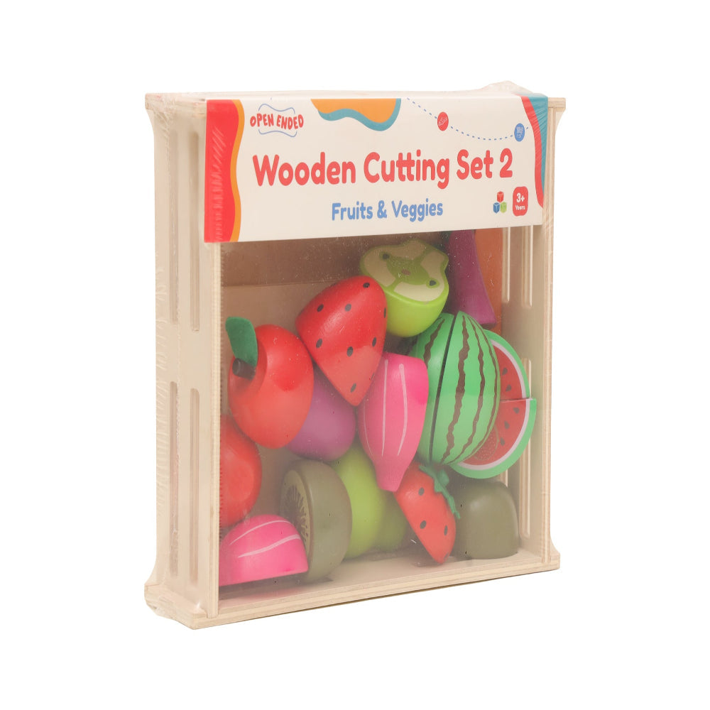 Open Ended Wooden Cutting Set 2- Fruits & Veggies (7 pcs set)-Pretend Play-Open Ended-Toycra