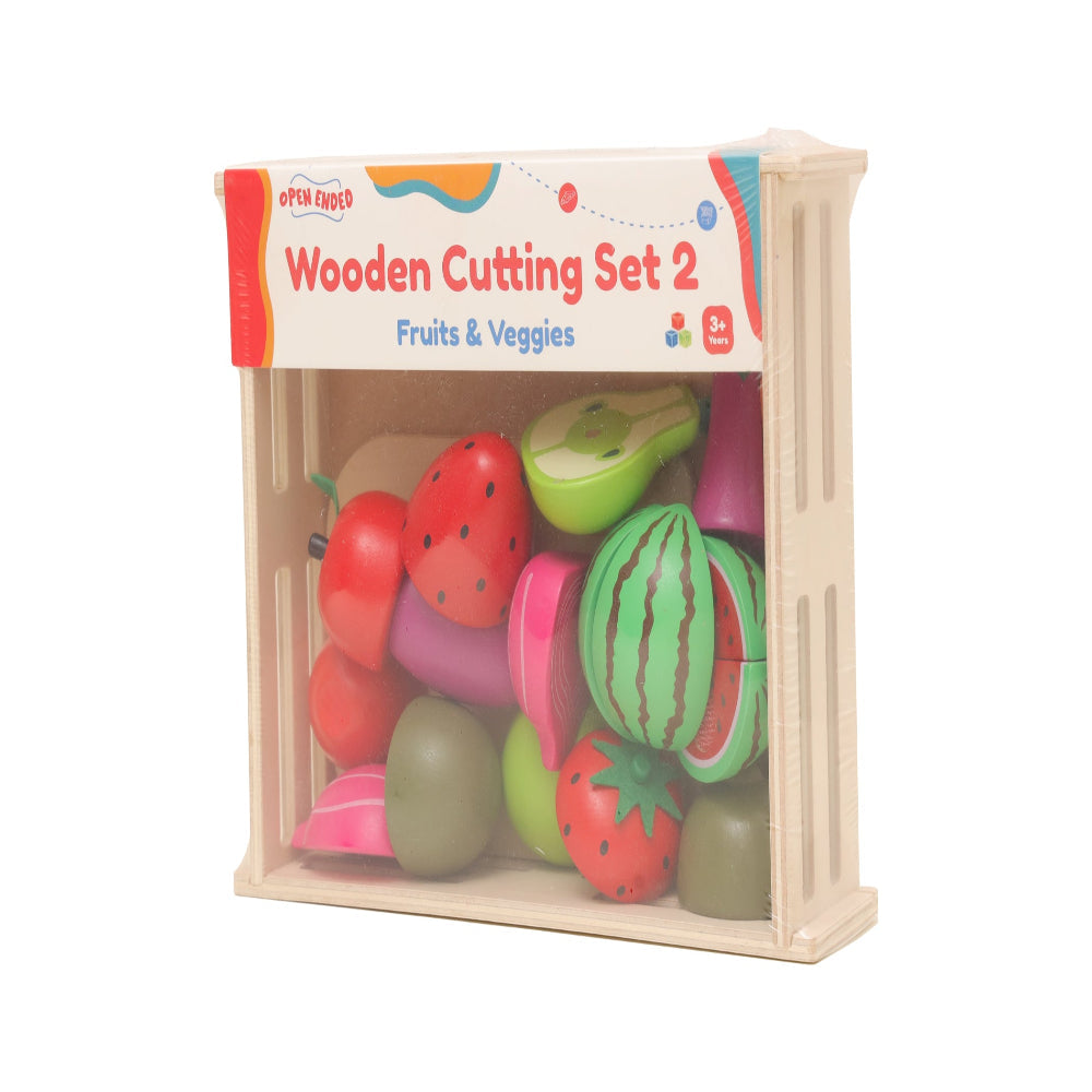 Open Ended Wooden Cutting Set 2- Fruits & Veggies (7 pcs set)-Pretend Play-Open Ended-Toycra