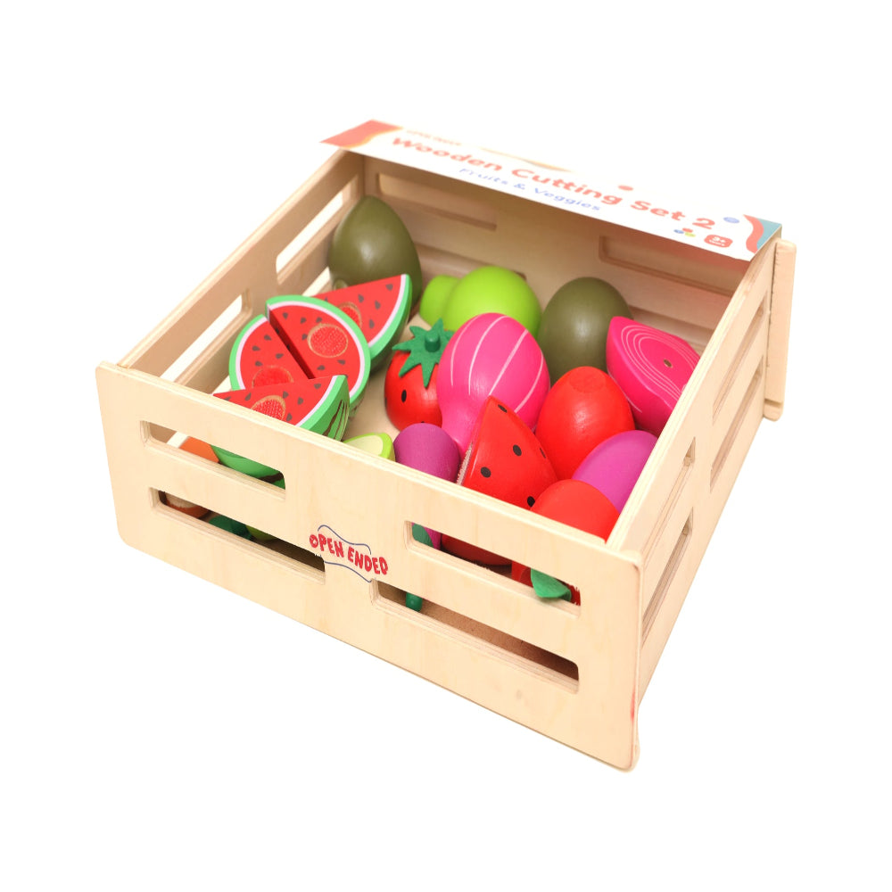 Open Ended Wooden Cutting Set 2- Fruits & Veggies (7 pcs set)-Pretend Play-Open Ended-Toycra