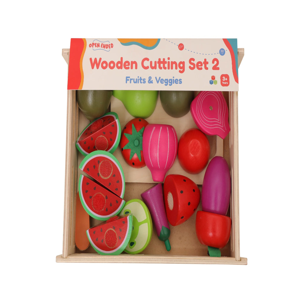 Open Ended Wooden Cutting Set 2- Fruits & Veggies (7 pcs set)-Pretend Play-Open Ended-Toycra