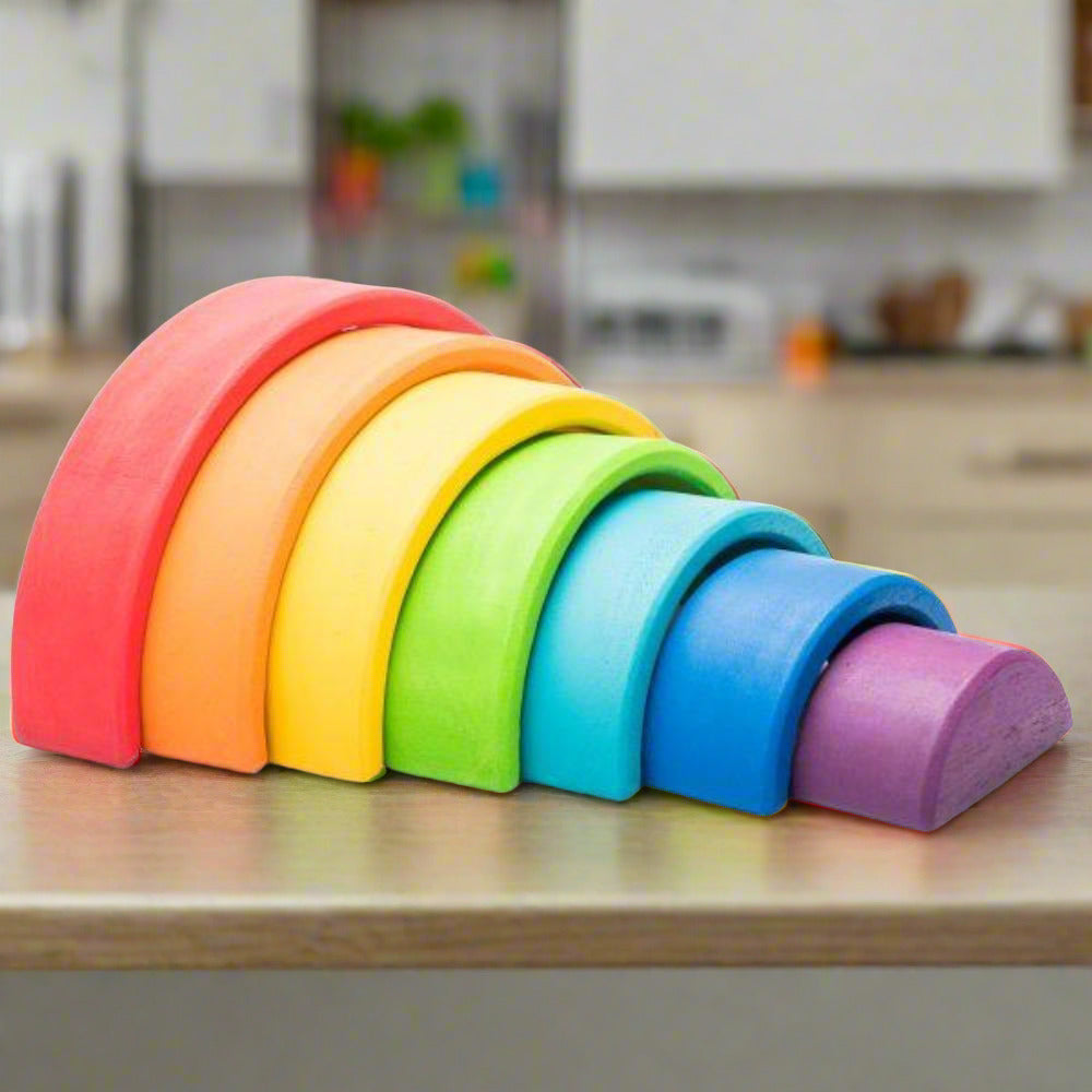 Open Ended Wooden Rainbow Stacker 7 Piece-Preschool Toys-Open Ended-Toycra