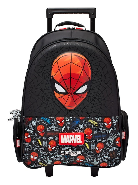 Smiggle Spider-Man 18-inch colorful trolley school backpack for kids


