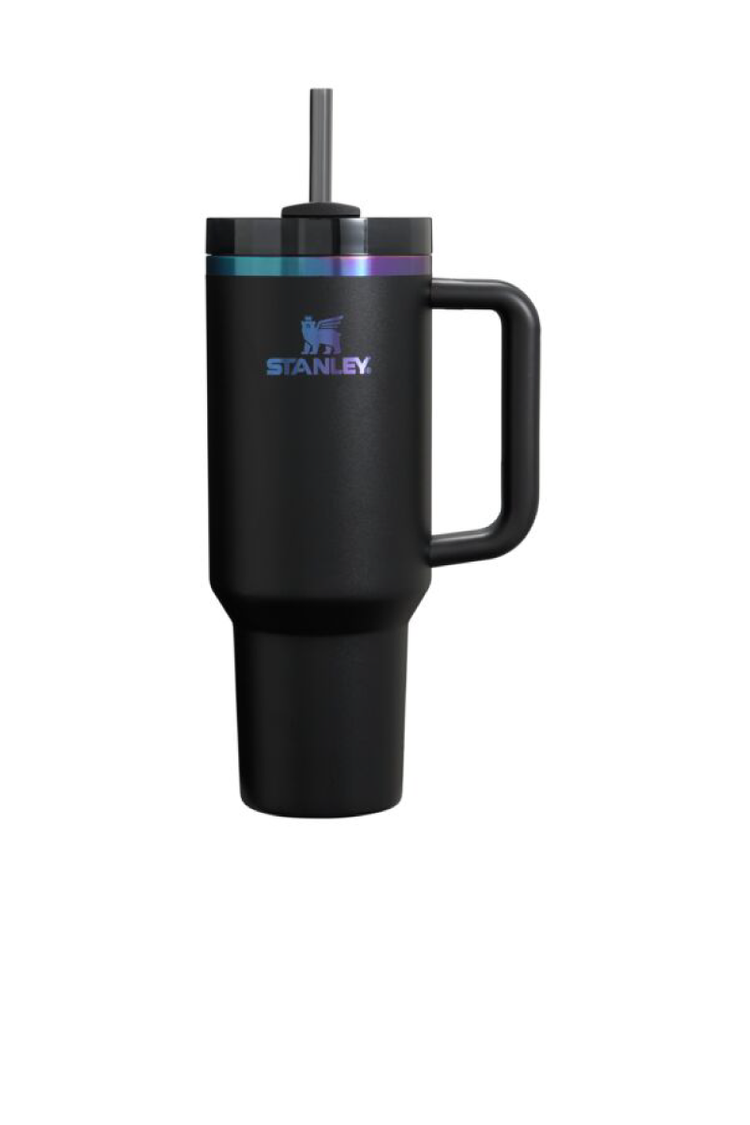 STANLEY Black Chroma Quencher H2.0 Tumbler 1.18L with straw and FlowState™ lid in a sleek matte black finish
