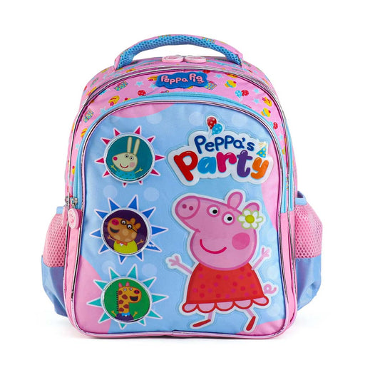 Peppa Pig Premium School Backpack Pink and Sky Blue - 14 inches