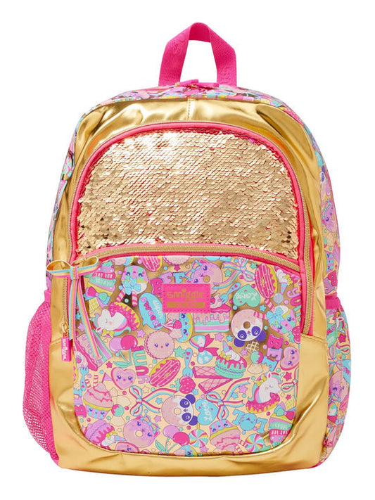 Smiggle Gold Flip Sequin 16-inch birthday-themed school backpack for kids
