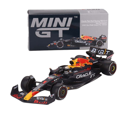 MINI GT Oracle Red Bull Racing RB18 #1   Max Verstappen  2022 Abu Dhabi Grand Prix  Winner